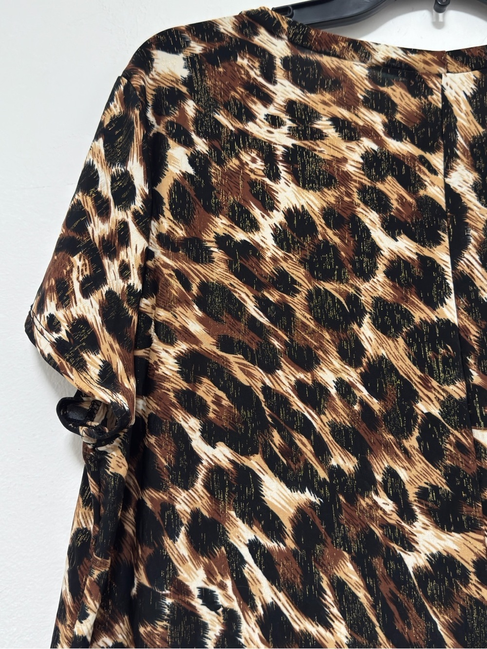 Blush Women’s 3X Leopard Print Tunic Top Gold Foil FLAWLESS 10 Short Sleeve - Picture 7 of 10